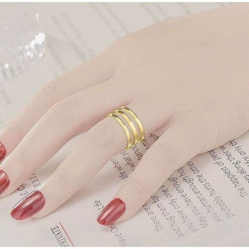Adjustable Titanium Steel Hollow Ring (Gold‎ Tone)